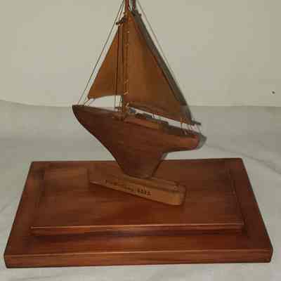 CARVED WOODEN SAIL BOAT