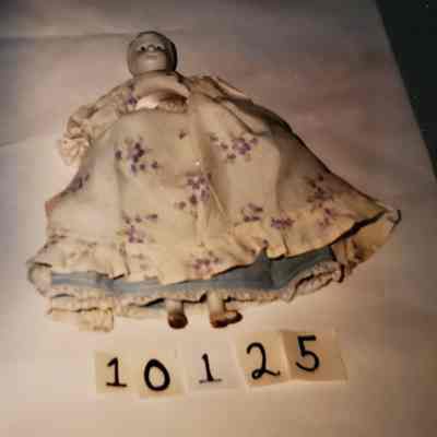 Parian Ware Doll with Molded Unpainted Hair and Silk Dress Lace Trim Petticoat