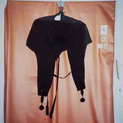 Black Beaded Silk Cape or Wrap