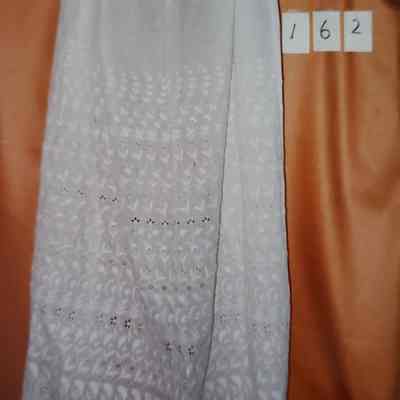 White Batiste Self Embroidered Long Apron