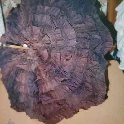 Purple Satin Ruffled Parasol