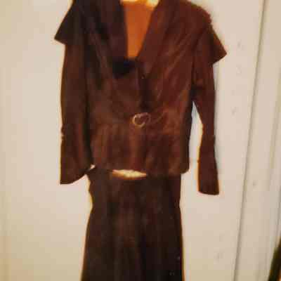 Brown Taffeta Two Piece Suit