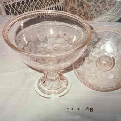 Pressed glass compote with lid
