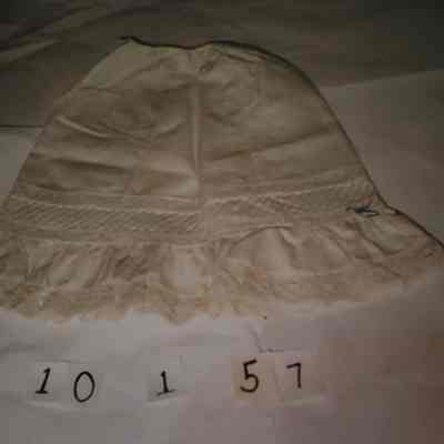 White Cotton Petticoat, Lace Trim, Drawstring Waist