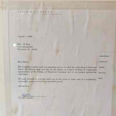 Letter attached to the back of the frame