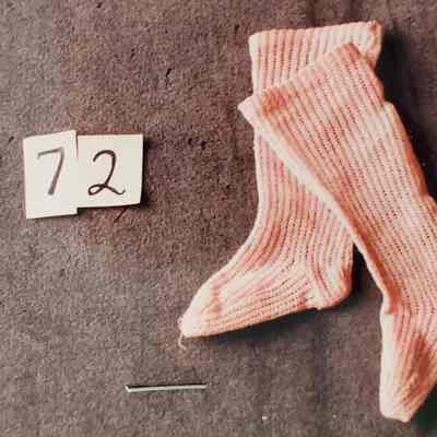 One Pair of Pink Knitted Socks