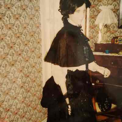 Black Jet Bugle Beads on Puffed Bustled Skirt