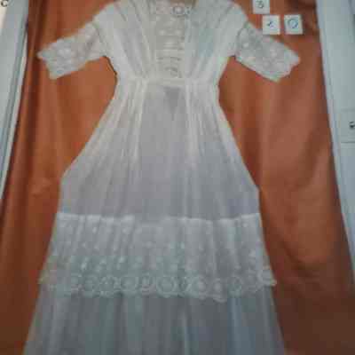 Beautiful Cotton Sheer Dress with Embroidered Circle and Flowers