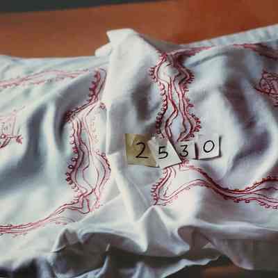 White Cotton - 2 Owl Embroidered in Red Pillow-Shams