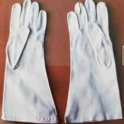 One 10" Cotton Left Hand Gloves, Hand Stitched, Hemmed Cuff (Not A Pair)