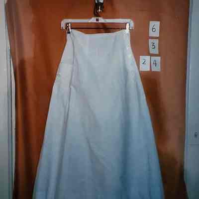 White Flared Skirt - Linen - White Patch Pockets (2)