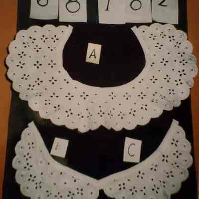 Collar and Cuff - White Ribbed Cotton Eyelet Daisy