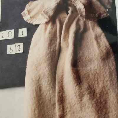 Beige (Faded Pink) Colored Fleece Coat with Collar Edged in White Ruched Ribbon