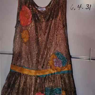 Metallic Lace Over Dress with Two Underskirts