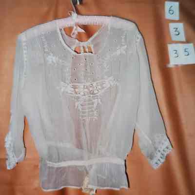 Sheer Blouse - Organdy with Machine Embroidery