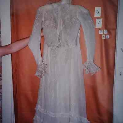 Two Piece Dress - White Organdy and Lace