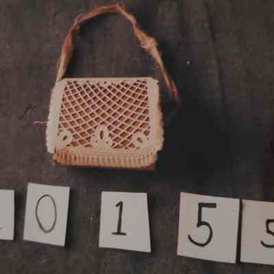 Doll's Light Brown Purse with White Fur Muff Inside