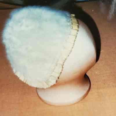 White Lamb's Wool Bonnet Pleated Ribbon Ruffle