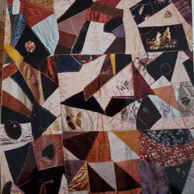 Satin Patchwork Quilt, Black Satin Border
