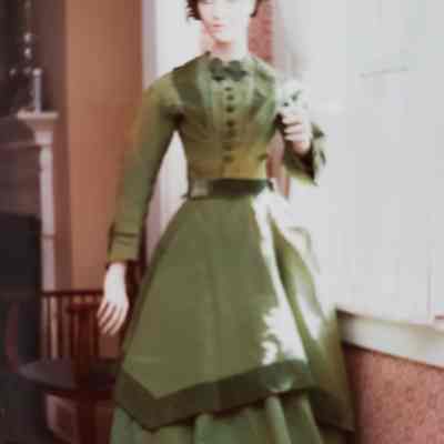 Green Faille and Velvet Dress