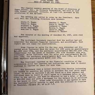 Rugen Store Board Minutes Jan 15, 1948