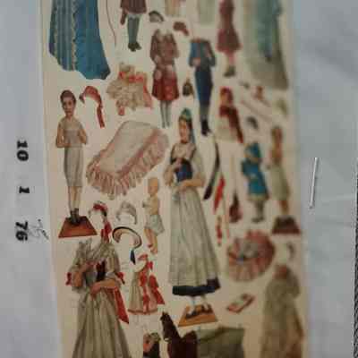 Sheet of Antique Paper CutOut Doll, Clothes, Toys and Objects
