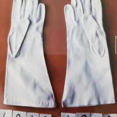 White Cotton Gloves, 12" - No Hem - Machine Stitched