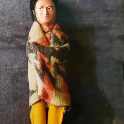 Indian Brave Doll with Blanket and Felt Fringed Pants