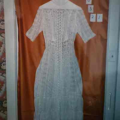 White Batiste Sheer Dress - Crochet Over Shoulder Line