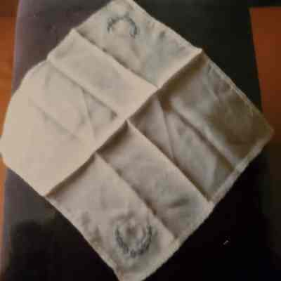 Silk Handkerchief with Embroidered Hearts in Pink and Blue Flowers