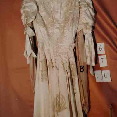 Cream Colored Silk Satin Wedding Dress and Cream Colored Silk Underbodice