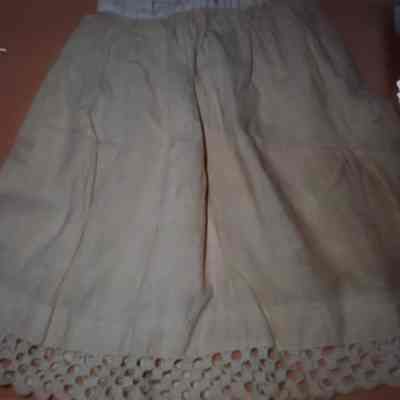 Doll's Cream Colored Wool Petticoat with Crocheted Edge at Hem