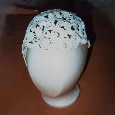 Stiffened White Machine Made Lace Cap