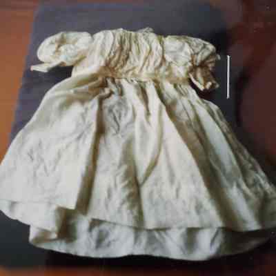 Doll Dress - White Silk - Pufffed Sleeves - Shirred Neckline