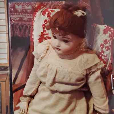 27" Brown Eyes, Bisque Head, Girl Doll (Earrings)