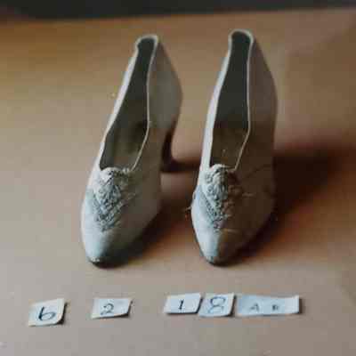 Lady's White Kid Shoes with Crystal Beading