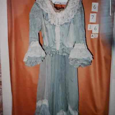 Light Blue Organza Skirt and Bodice - Trimmed with Lace