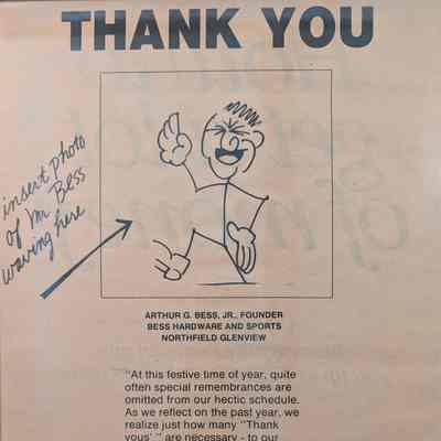 "Thank You" Bess Hardware Print Advertisement