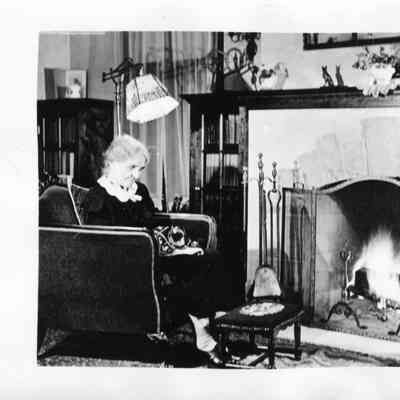 PH-1195- Mother (Fannie possibly) and her fireplace 12-24-1935