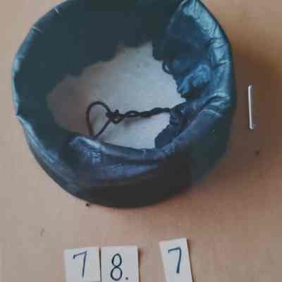 Black Leather Collar Container with Beige Silk Lining