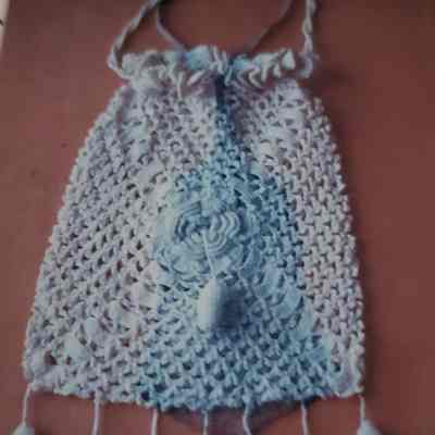 Large Open Creme Colored Crocheted Purse