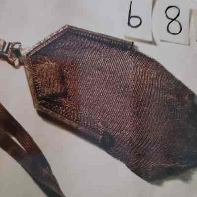 Small Fine Grey Mesh Bag - Small Blue Jewel Clasp