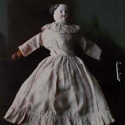 Doll - China Head, Black Hair (Painted), Leather Arms, Leather Boots
