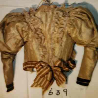 Green Striped Silk Taffeta Bodice with Large Leg-of-Mutton Sleeves