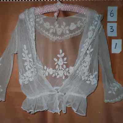Over Blouse - Sheer White Cotton Gauze - Shawl Collar