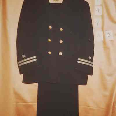Wool Navy Uniform. Lieutenant; double breasted - Gold buttons; gold braid 2 Strips and one star on sleeve and trousers