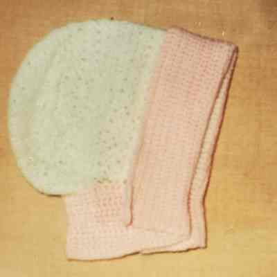 White-Pink Crocheted Bonnet