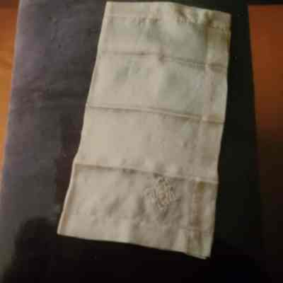White Silk Handkerchief with an Embroidered "H" Monogram in White Threads