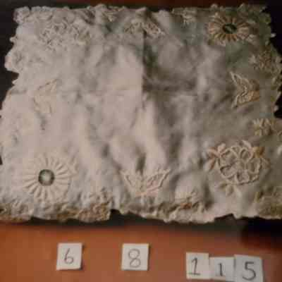 White Silk Embroidered Handkerchief - Oriental Motifs