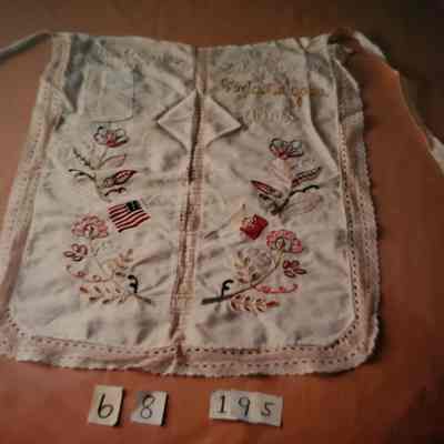 White Cotton and Lace Fancy Embroidered Apron